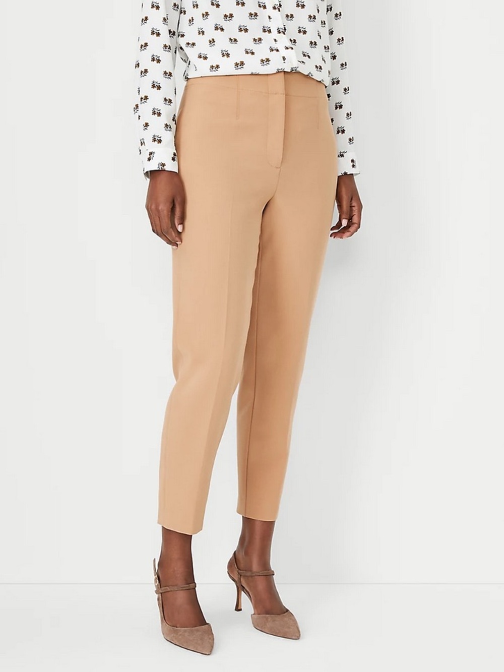 NWT Ann Taylor The Slim High Rise Tan Trousers sz 12 Sand Beige Ankle Pants